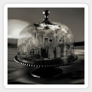 Manhattan Under the Dome Black and White Sticker